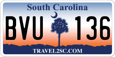 SC license plate BVU136