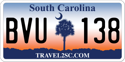 SC license plate BVU138