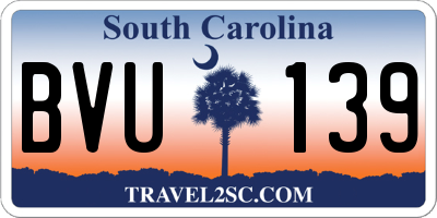 SC license plate BVU139