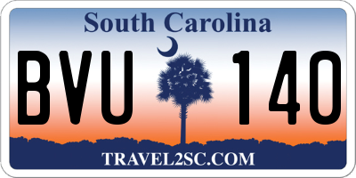 SC license plate BVU140