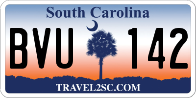 SC license plate BVU142