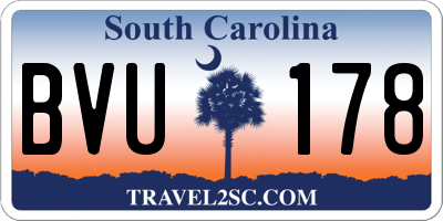 SC license plate BVU178