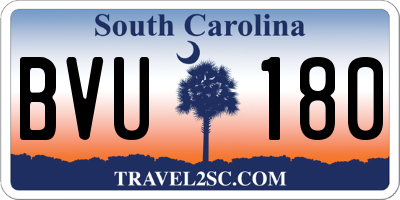 SC license plate BVU180