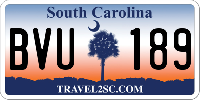 SC license plate BVU189