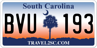 SC license plate BVU193