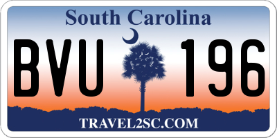 SC license plate BVU196
