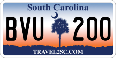 SC license plate BVU200