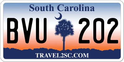 SC license plate BVU202