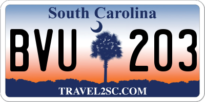 SC license plate BVU203