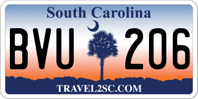 SC license plate BVU206