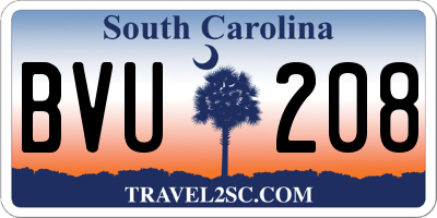 SC license plate BVU208