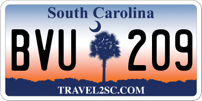 SC license plate BVU209
