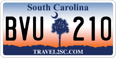 SC license plate BVU210