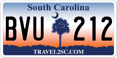 SC license plate BVU212