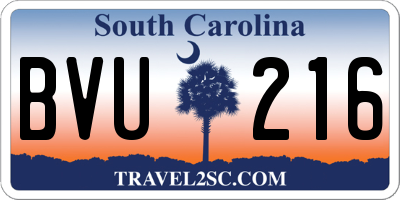 SC license plate BVU216
