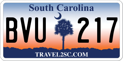 SC license plate BVU217