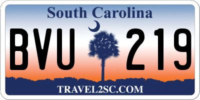 SC license plate BVU219