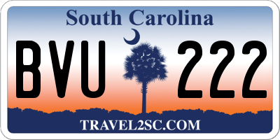 SC license plate BVU222