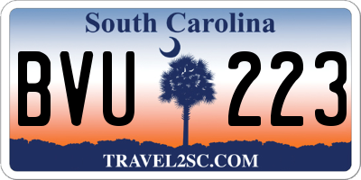 SC license plate BVU223