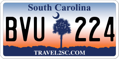 SC license plate BVU224
