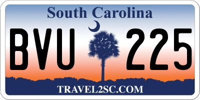 SC license plate BVU225