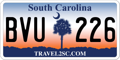 SC license plate BVU226