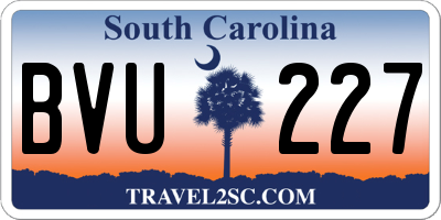 SC license plate BVU227