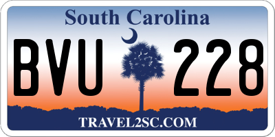 SC license plate BVU228