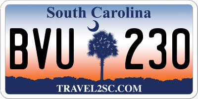 SC license plate BVU230
