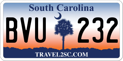 SC license plate BVU232