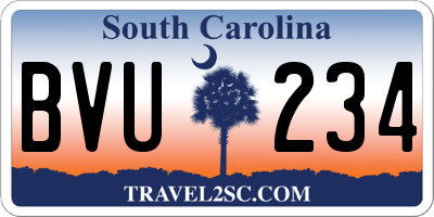 SC license plate BVU234