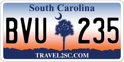 SC license plate BVU235