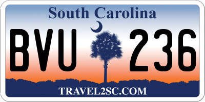 SC license plate BVU236