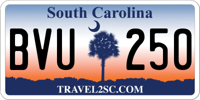 SC license plate BVU250