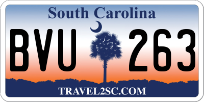 SC license plate BVU263
