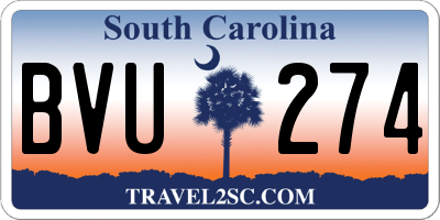 SC license plate BVU274