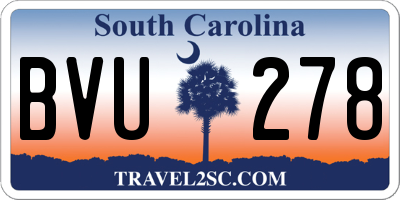 SC license plate BVU278