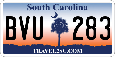 SC license plate BVU283