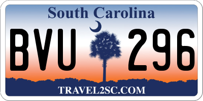 SC license plate BVU296