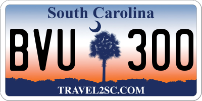 SC license plate BVU300
