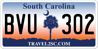 SC license plate BVU302