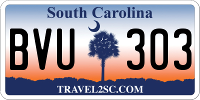 SC license plate BVU303