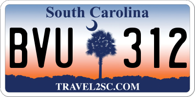 SC license plate BVU312