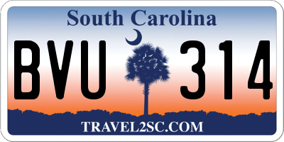 SC license plate BVU314