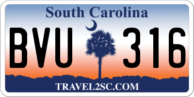 SC license plate BVU316