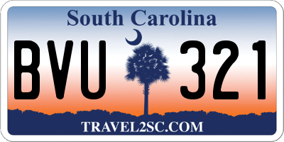 SC license plate BVU321