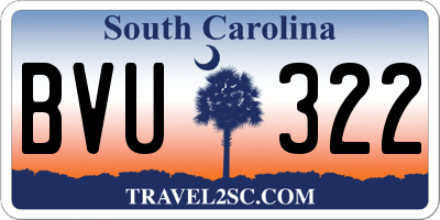 SC license plate BVU322