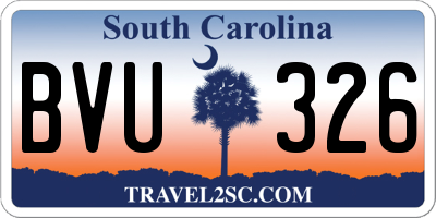SC license plate BVU326