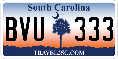 SC license plate BVU333
