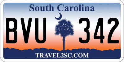 SC license plate BVU342